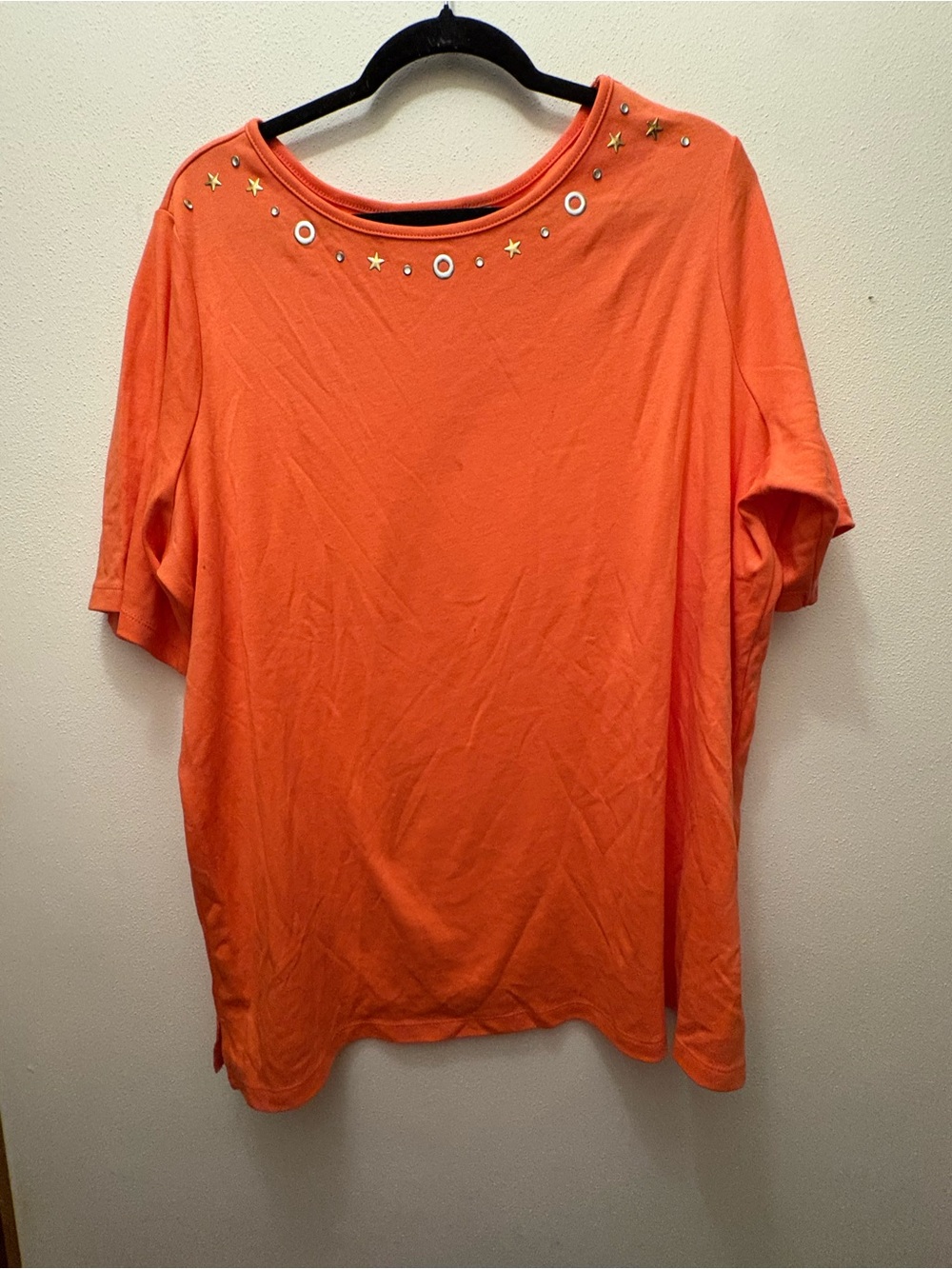Embellished Orange Short Sleeve Tunic Top